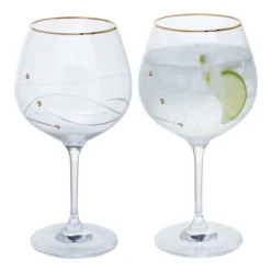 Glitz Gold Gin & Tonic Copa, Set Of 2