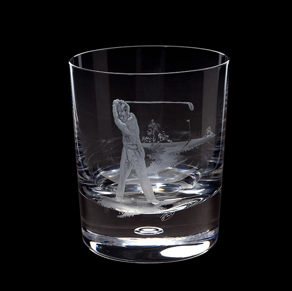 Hand Engraved Golfer Tumbler 1 Hand Engraved Golfer Tumbler